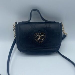 JUICY COUTURE Crossbody Quilted Heart Flawless Flap Logo Top-Handle  Black Bling
